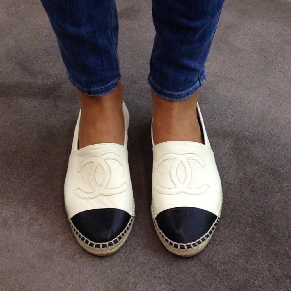 CHANEL
Lambskin CC Espadrilles slip on slipper shoe womans sandal 39 or 7.5-8